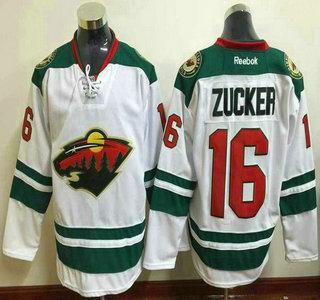 Men’s Minnesota Wild #16 Jason Zucker Reebok White Away Premier Jersey