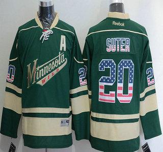 Men’s Minnesota Wild #20 Ryan Suter Reebok Green Alternate NHL Usa Flag Fashion Jersey