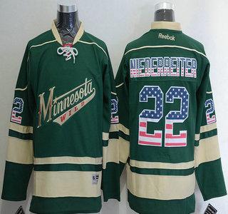 Men’s Minnesota Wild #22 Nino Niederreiter Reebok Green Alternate NHL Usa Flag Fashion Jersey