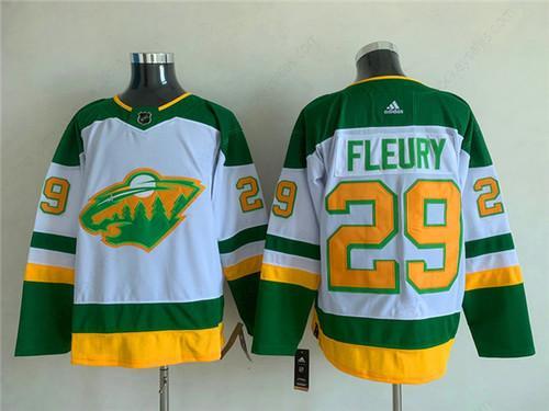 Men’s Minnesota Wild #29 Marc-Andre Fleury White Green Stitched Jersey