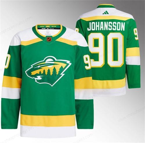 Men’s Minnesota Wild #90 Marcus Johansson Green 2022-23 Reverse Retro Stitched Jersey