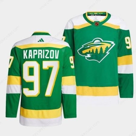 Men’s Minnesota Wild #97 Kirill Kaprizov Green 2022-23 Reverse Retro Stitched Jersey