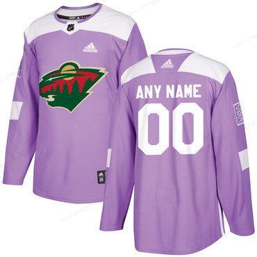 Men’s Minnesota Wild Purple Pink Custom Adidas Hockey Fights Cancer Practice Jersey