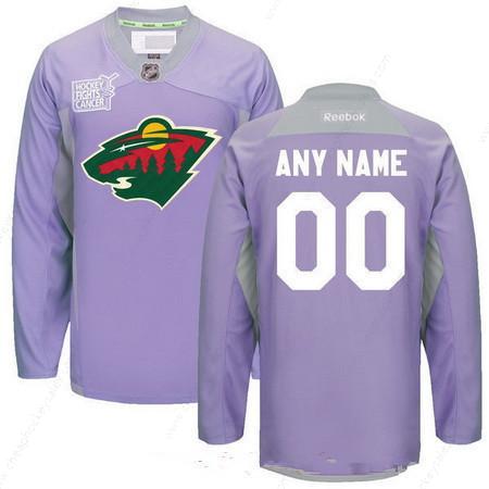 Men’s Minnesota Wild Purple Pink Custom Reebok Hockey Fights Cancer Practice Jersey