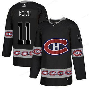 Men’s Montreal Canadiens #11 Saku Koivu Black Team Logos Fashion Adidas Jersey