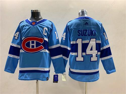 Men’s Montreal Canadiens #14 Nick Suzuki 2022-23 Reverse Retro Stitched Jersey