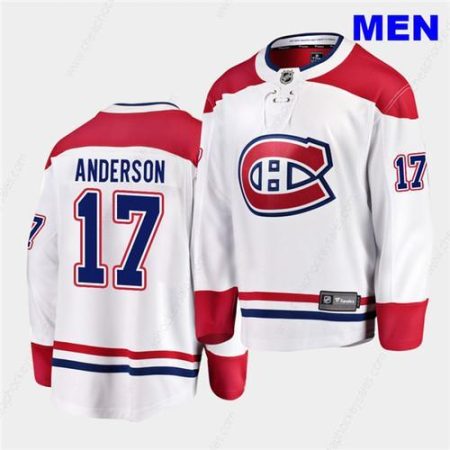 Men’s Montreal Canadiens #17 Josh Anderson 2020-21 Away White Breakaway Player Whitejersey