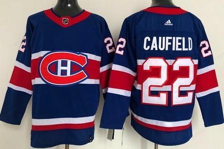 Men’s Montreal Canadiens #22 Cole Caufield Blue 2021 Reverse Retro Stitched NHL Jersey