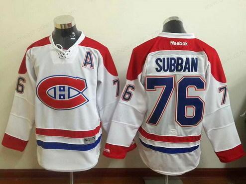 Men’s Montreal Canadiens #76 P.K. Subban Reebok White 2015-16 Away Premier NHL Jersey