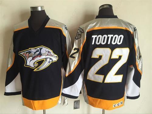 Men’s Nashville Predators #22 Jordin Tootoo Navy Blue 1998-99 Throwback Stitched NHL CCM Vintage Hockey Jersey