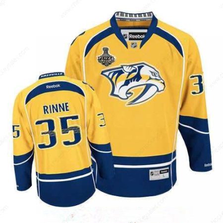 Men’s Nashville Predators #35 Pekka Rinne Yellow 2017 Stanley Cup Finals Patch Stitched NHL Reebok Hockey Jersey