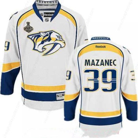 Men’s Nashville Predators #39 Marek Mazanec White 2017 Stanley Cup Finals Patch Stitched NHL Reebok Hockey Jersey