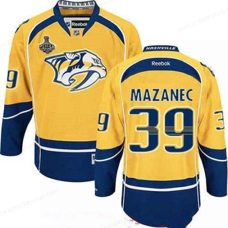 Men’s Nashville Predators #39 Marek Mazanec Yellow 2017 Stanley Cup Finals Patch Stitched NHL Reebok Hockey Jersey