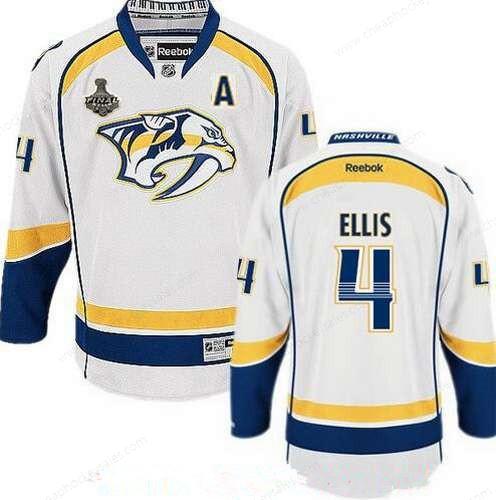 Men’s Nashville Predators #4 Ryan Ellis White 2017 Stanley Cup Finals A Patch Stitched NHL Reebok Hockey Jersey