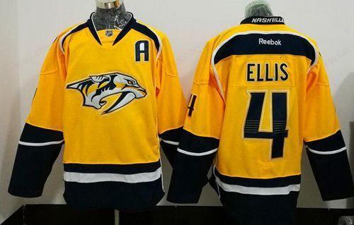 Men’s Nashville Predators #4 Ryan Ellis Yellow Stitched NHL Reebok Hockey Jersey