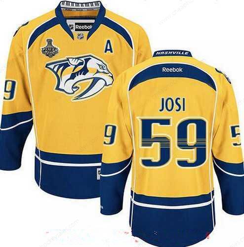 Men’s Nashville Predators #59 Roman Josi Yellow 2017 Stanley Cup Finals A Patch Stitched NHL Reebok Hockey Jersey