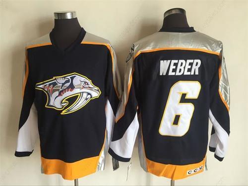 Men’s Nashville Predators #6 Shea Weber Navy Blue 1998-99 Throwback Stitched NHL CCM Vintage Hockey Jersey