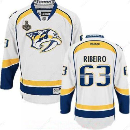 Men’s Nashville Predators #63 Mike Ribeiro White 2017 Stanley Cup Finals Patch Stitched NHL Reebok Hockey Jersey