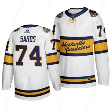 Men’s Nashville Predators 74 Juuse Saros White 2020 Winter Classic Adidas Jersey