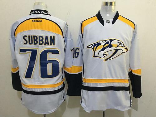 Men’s Nashville Predators #76 P. K. Subban White Reebok NHL Ice Hockey Jersey