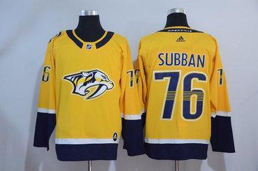 Men’s Nashville Predators #76 P. K. Subban Yellow 2017-2018 Adidas Hockey Stitched NHL Jersey