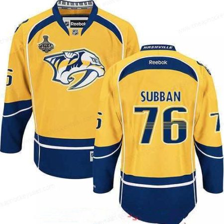 Men’s Nashville Predators #76 P.K. Subban Yellow 2017 Stanley Cup Finals Patch Stitched NHL Reebok Hockey Jersey