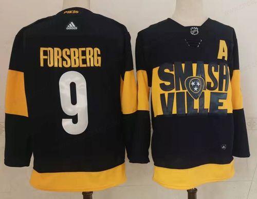 Men’s Nashville Predators #9 Filip Forsberg Black 2022 Stadium Series Adidas Stitched NHL Jersey