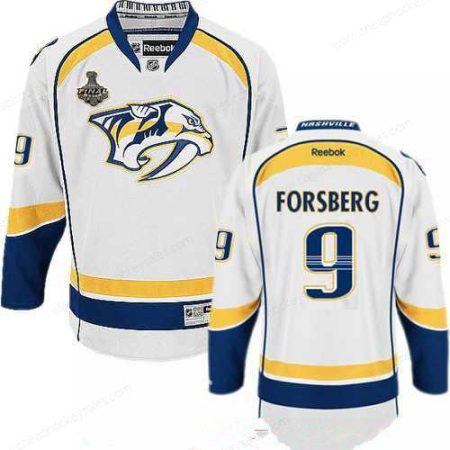 Men’s Nashville Predators #9 Filip Forsberg White 2017 Stanley Cup Finals Patch Stitched NHL Reebok Hockey Jersey