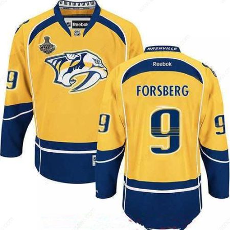 Men’s Nashville Predators #9 Filip Forsberg Yellow 2017 Stanley Cup Finals Patch Stitched NHL Reebok Hockey Jersey