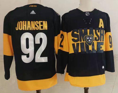 Men’s Nashville Predators #92 Ryan Johansen Black 2022 Stadium Series Adidas Stitched NHL Jersey