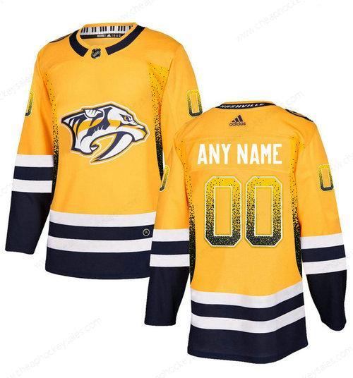 Men’s Nashville Predators Gold Customized Drift Fashion Adidas Jersey