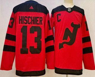 Men’s New Jersey Devils #13 Nico Hischier Red 2024 Stadium Series Authentic Jersey