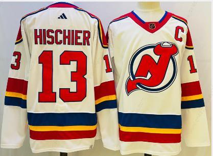 Men’s New Jersey Devils #13 Nico Hischier White 2022 Reverse Retro Authentic Jersey