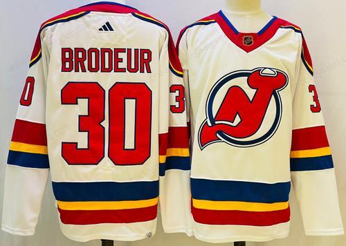 Men’s New Jersey Devils #30 Martin Brodeur White 2022 Reverse Retro Authentic Jersey