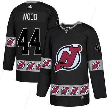 Men’s New Jersey Devils #44 Miles Wood Black Team Logos Fashion Adidas Jersey