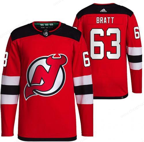 Men’s New Jersey Devils #63 Jesper Bratt Red Stitched Jersey