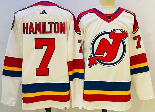 Men’s New Jersey Devils #7 Dougie Hamilton White 2022 Reverse Retro Authentic Jersey