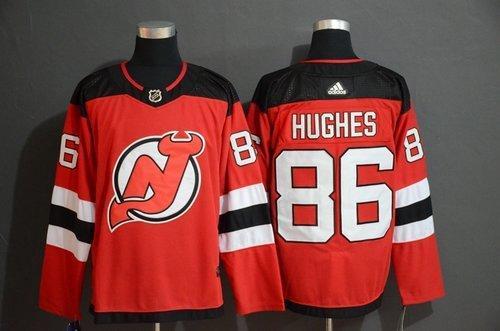 Men’s New Jersey Devils 86 Jack Hughes Red Adidas Jersey