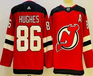 Men’s New Jersey Devils #86 Jack Hughes Red Authentic Jersey