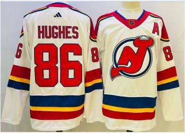 Men’s New Jersey Devils #86 Jack Hughes White 2022 Reverse Retro Authentic Jersey