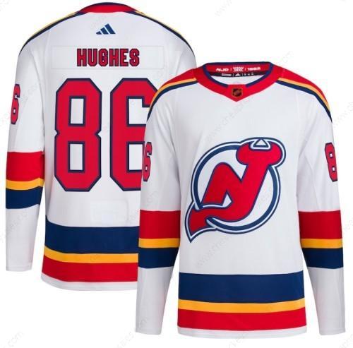 Men’s New Jersey Devils #86 Jack Hughes White 2022-23 Reverse Retro Stitched Jersey