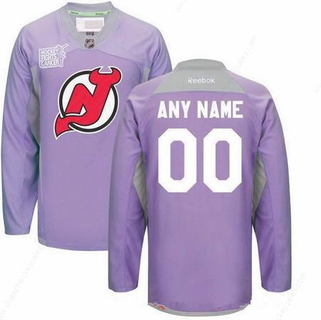 Men’s New Jersey Devils Purple Pink Custom Reebok Hockey Fights Cancer Practice Jersey