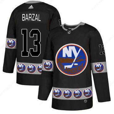 Men’s New York Islanders #13 Mathew Barzal Black Team Logos Fashion Adidas Jersey