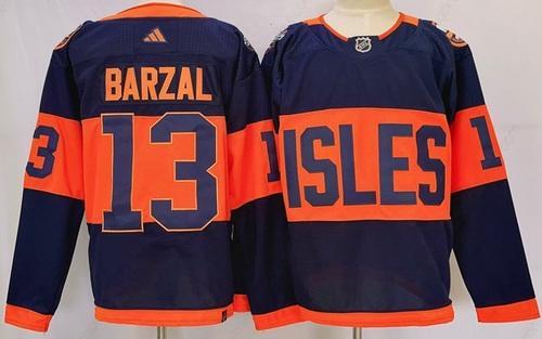 Men’s New York Islanders #13 Mathew Barzal Navy 2024 Stadium Series Stitched Jersey