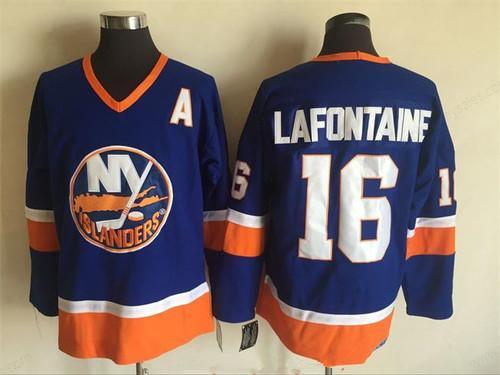 Men’s New York Islanders #16 Pat Lafontaine Light Blue 1984-85 CCM Throwback Stitched Vintage Hockey Jersey