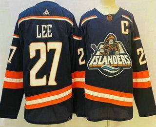 Men’s New York Islanders #27 Anders Lee Blue 2022 Reverse Retro Stitched Jersey