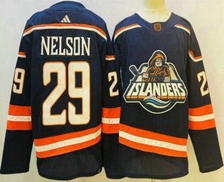 Men’s New York Islanders #29 Brock Nelson Blue 2022 Reverse Retro Stitched Jersey