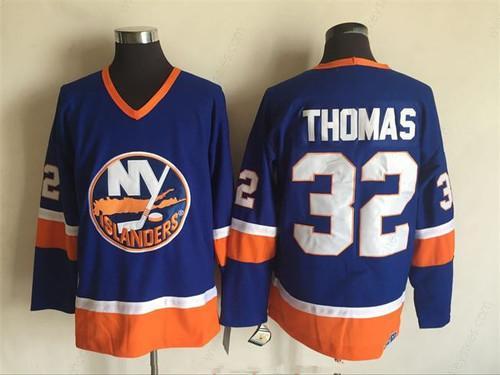 Men’s New York Islanders #32 Steve Thomas Light Blue 1984-85 CCM Throwback Stitched Vintage Hockey