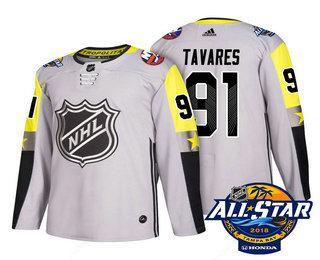 Men’s New York Islanders #91 John Tavares Grey 2018 NHL All-Star Stitched Ice Hockey Jersey