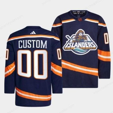 Men’s New York Islanders Custom 2022 Navy Reverse Retro 2.0 Stitched Jersey